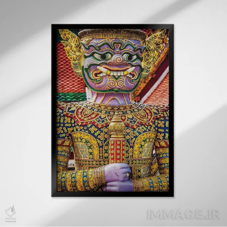تابلو دکوراتیو Bangkok, Yaksha at Wat Phra Kaeo The Grand Palace,تایلند، بانک… اثر تری اگرز - نمای قابدار مشکی