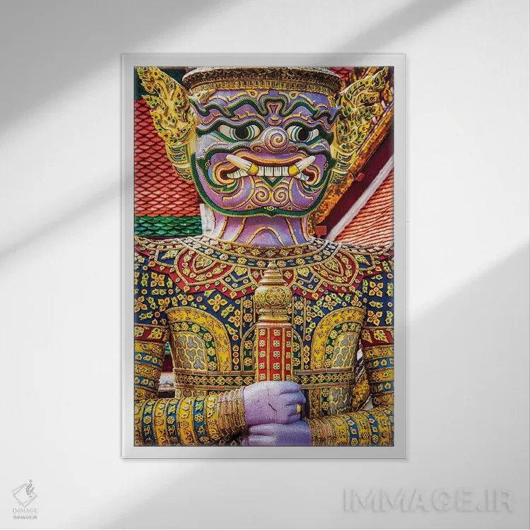 تابلو دکوراتیو Bangkok, Yaksha at Wat Phra Kaeo The Grand Palace,تایلند، بانک… اثر تری اگرز - نمای قابدار سفید