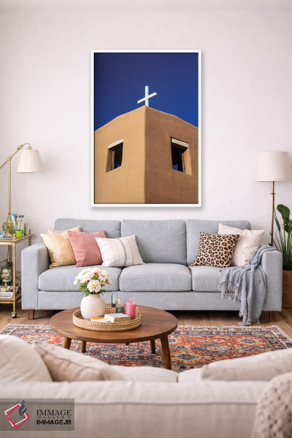 تابلو دکوراتیو New Mexico, Exterior facade of Sacred Heart Church in Nambe Ne… اثر تری اگرز - D1W