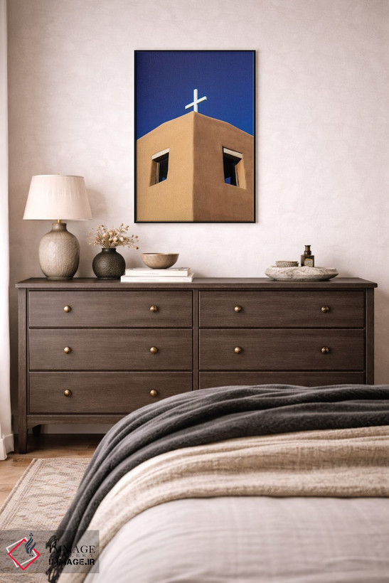 تابلو دکوراتیو New Mexico, Exterior facade of Sacred Heart Church in Nambe Ne… اثر تری اگرز - D3B