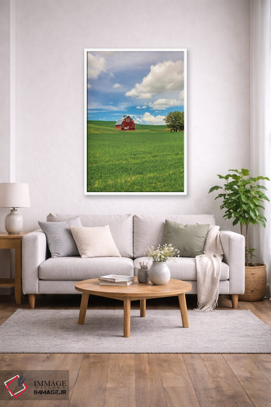 تابلو دکوراتیو Washington State, Red Barn in Spring,آمریکا، واشنگتن، انبار قر… اثر تری اگرز - D1W