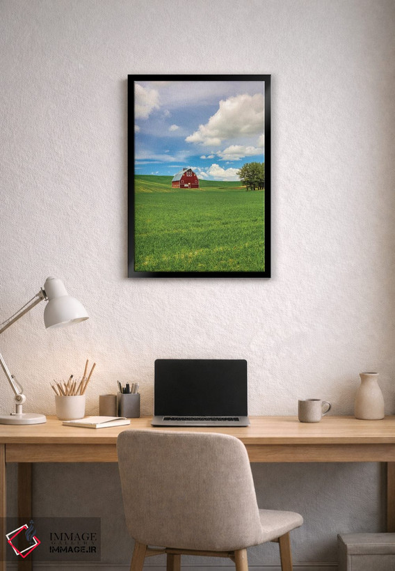 تابلو دکوراتیو Washington State, Red Barn in Spring,آمریکا، واشنگتن، انبار قر… اثر تری اگرز - D2B