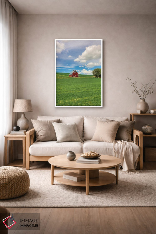 تابلو دکوراتیو Washington State, Red Barn in Spring,آمریکا، واشنگتن، انبار قر… اثر تری اگرز - D3W