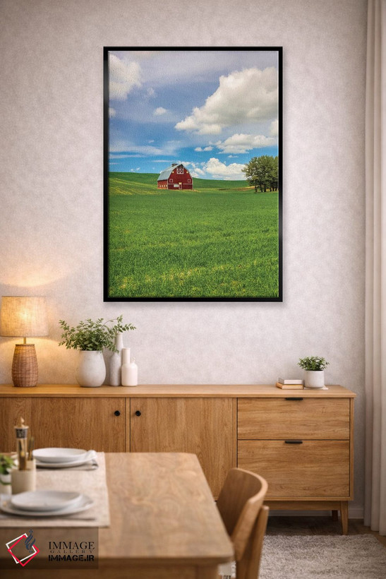 تابلو دکوراتیو Washington State, Red Barn in Spring,آمریکا، واشنگتن، انبار قر… اثر تری اگرز - D5B
