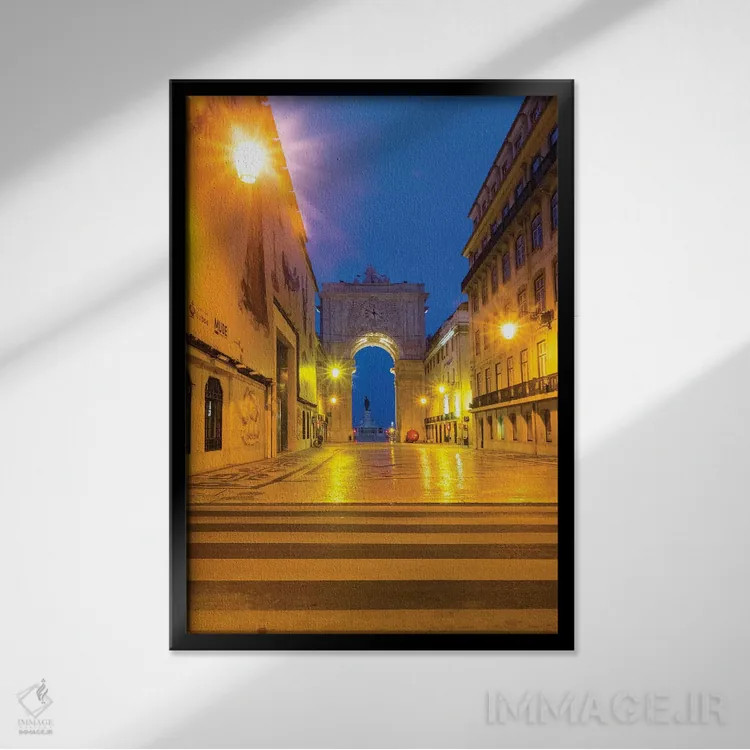 تابلو دکوراتیو Lisbon. Entrance of Praca Do Comercio,پرتغال، لیسبون. ورودی پر… اثر تری اگرز - نمای قابدار مشکی