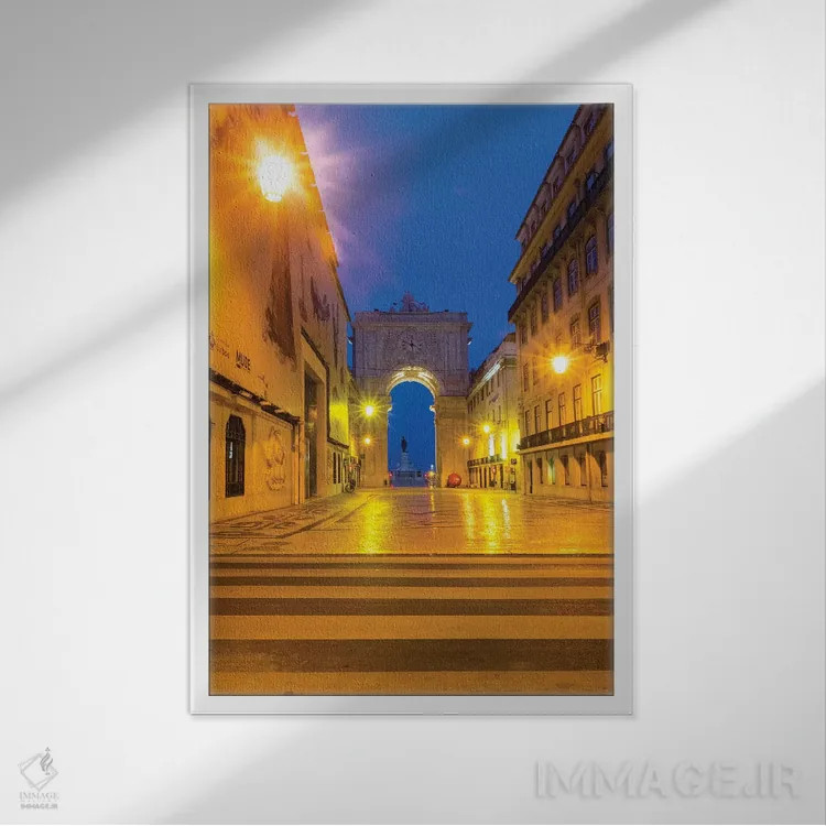 تابلو دکوراتیو Lisbon. Entrance of Praca Do Comercio,پرتغال، لیسبون. ورودی پر… اثر تری اگرز - نمای قابدار سفید