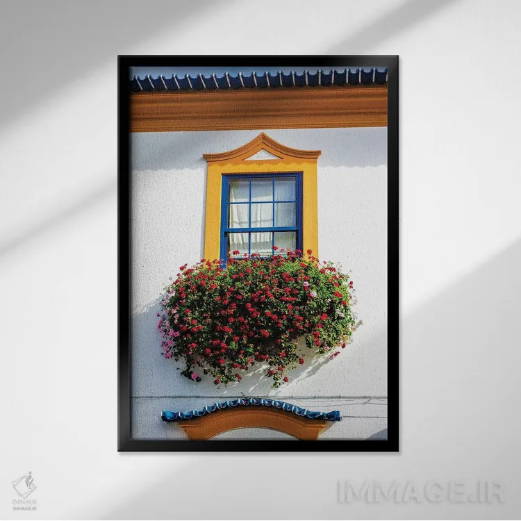 تابلو دکوراتیو Aveiro. Colorful houses.,پرتغال، آویرو. خانه های رنگارنگ اثر تری اگرز - نمای قابدار مشکی