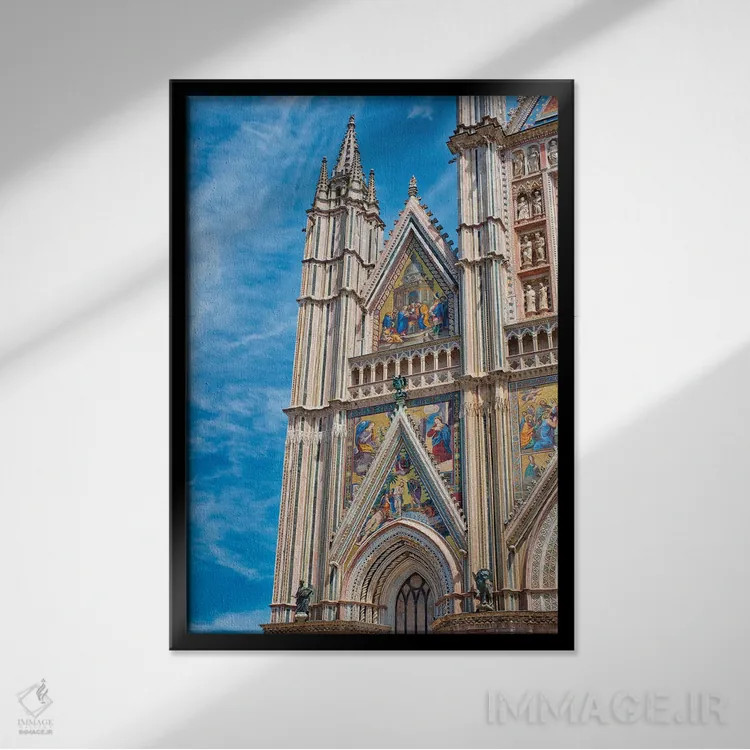 تابلو دکوراتیو Umbria, Orvieto. Orvieto Cathedral With It's Beautiful Facade… اثر تری اگرز - نمای قابدار مشکی