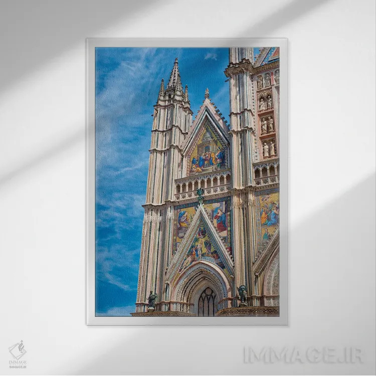 تابلو دکوراتیو Umbria, Orvieto. Orvieto Cathedral With It's Beautiful Facade… اثر تری اگرز - نمای قابدار سفید