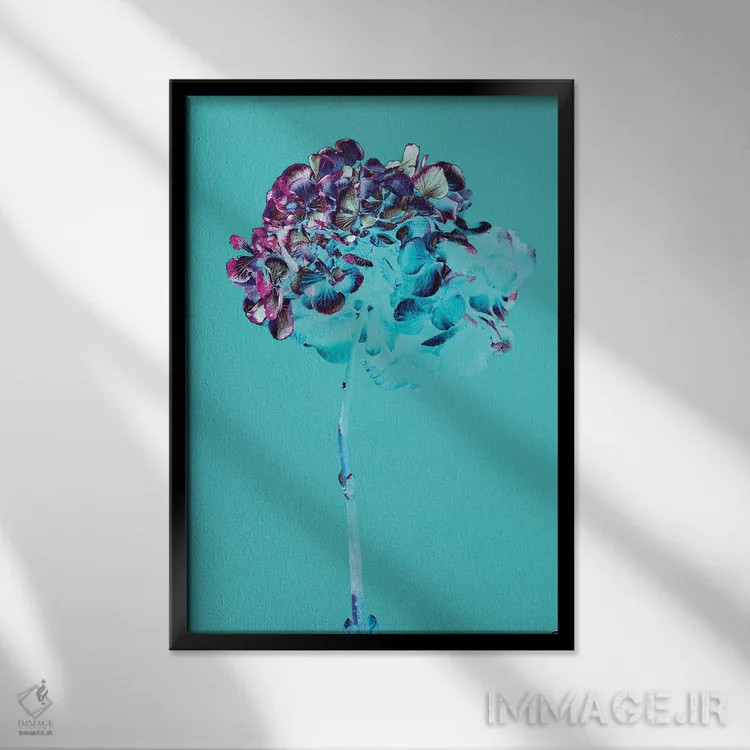 تابلو دکوراتیو برگشت هیدرانژیا دو اثر تیس آلبرس - نمای قابدار مشکی
