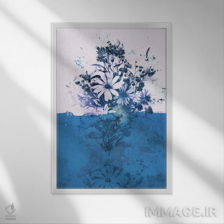 تابلو انتزاعی گل آرایی اثر تیس آلبرس - نمای قابدار سفید