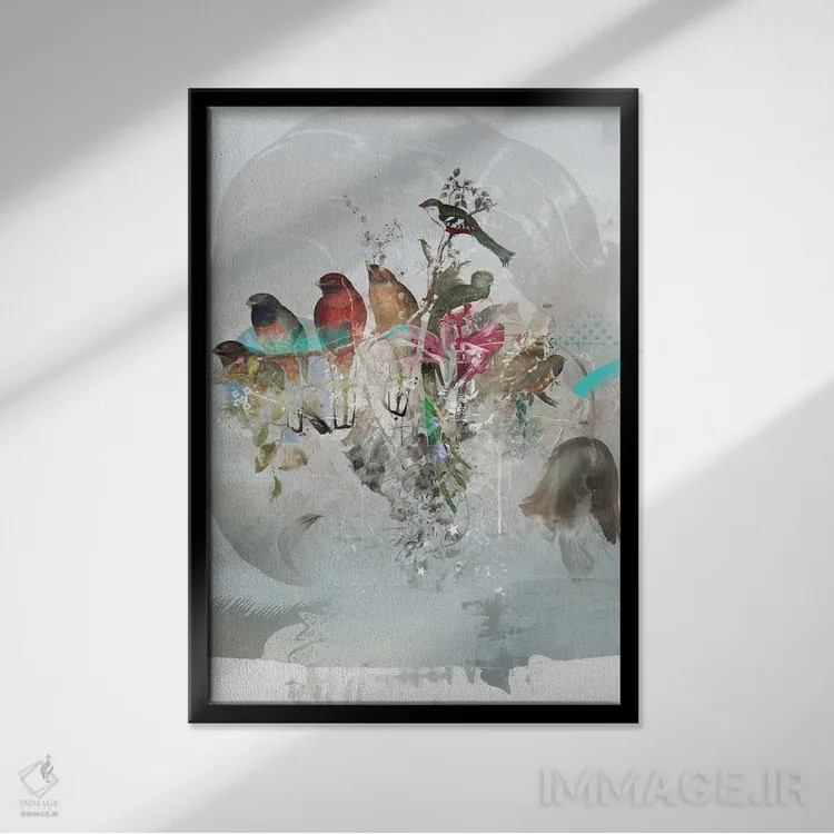 تابلو انتزاعی روی یک خط اثر تیس آلبرس - نمای قابدار مشکی