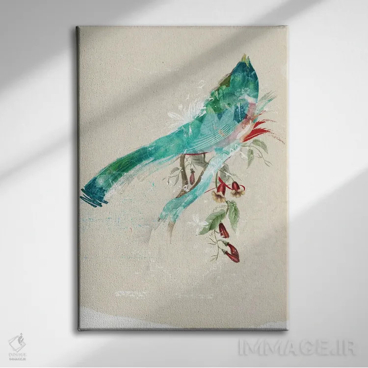 تابلو انتزاعی سیلوئت آبی آسمانی اثر تیس آلبرس - نمای روبهرو روی دیوار
