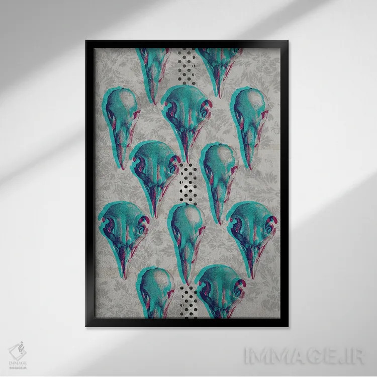 تابلو انتزاعی طرح جمجمه اثر تیس آلبرس - نمای قابدار مشکی