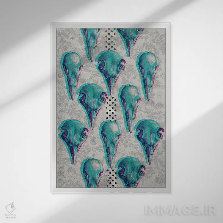 تابلو انتزاعی طرح جمجمه اثر تیس آلبرس - نمای قابدار سفید