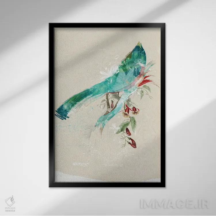 تابلو انتزاعی سیلوئت آبی آسمانی اثر تیس آلبرس - نمای قابدار مشکی