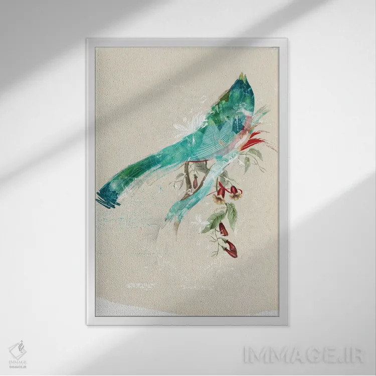 تابلو انتزاعی سیلوئت آبی آسمانی اثر تیس آلبرس - نمای قابدار سفید