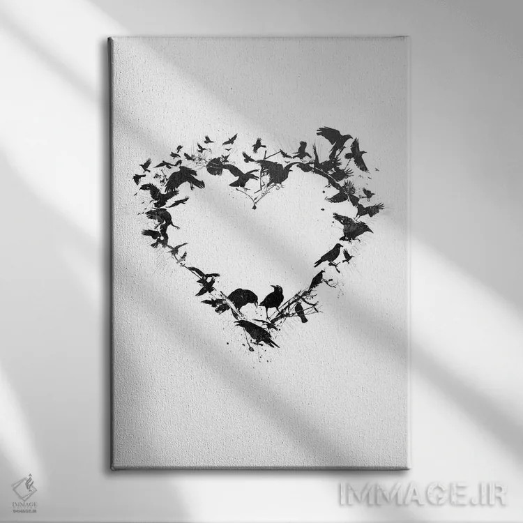 تابلو دکوراتیو قلب پرنده اثر تیس آلبرس - نمای روبهرو روی دیوار
