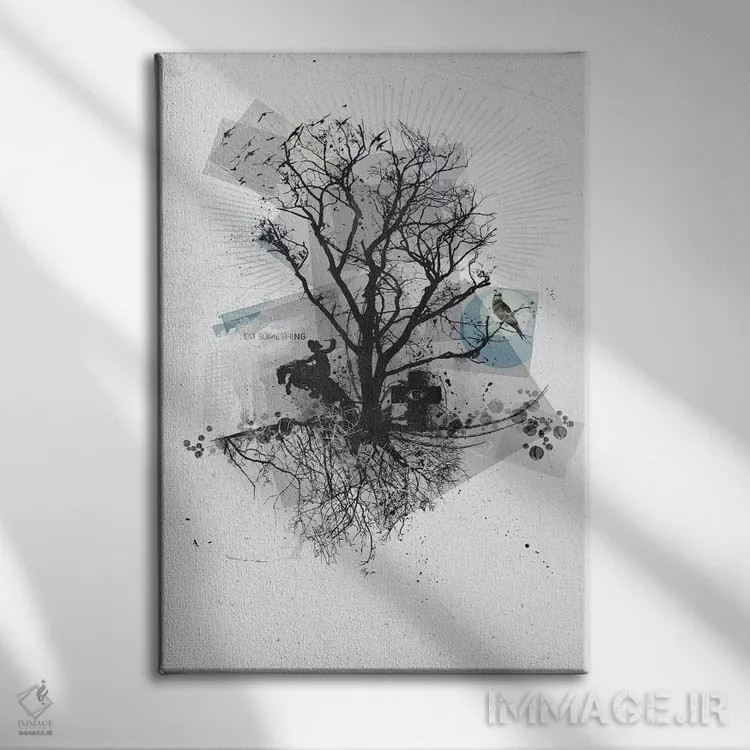 تابلو دکوراتیو ریشه ها اثر تیس آلبرس - نمای روبهرو روی دیوار