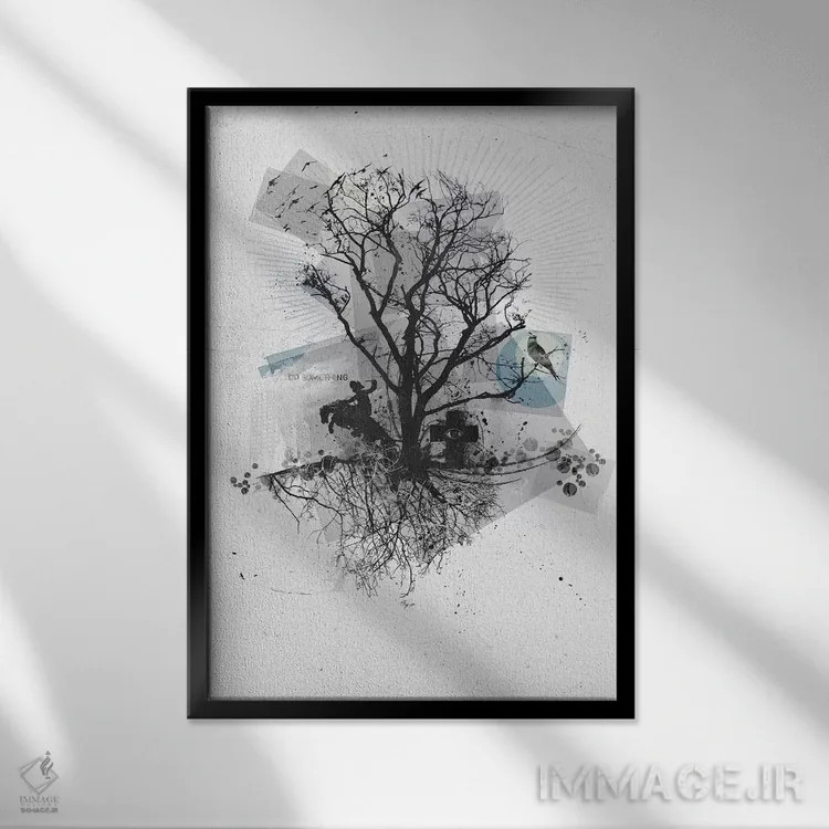 تابلو دکوراتیو ریشه ها اثر تیس آلبرس - نمای قابدار مشکی