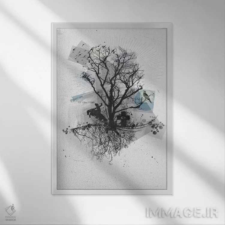 تابلو دکوراتیو ریشه ها اثر تیس آلبرس - نمای قابدار سفید