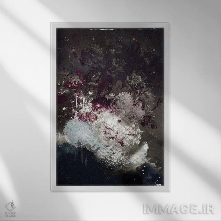 تابلو انتزاعی یقه گل دوم اثر تیس آلبرس - نمای قابدار سفید