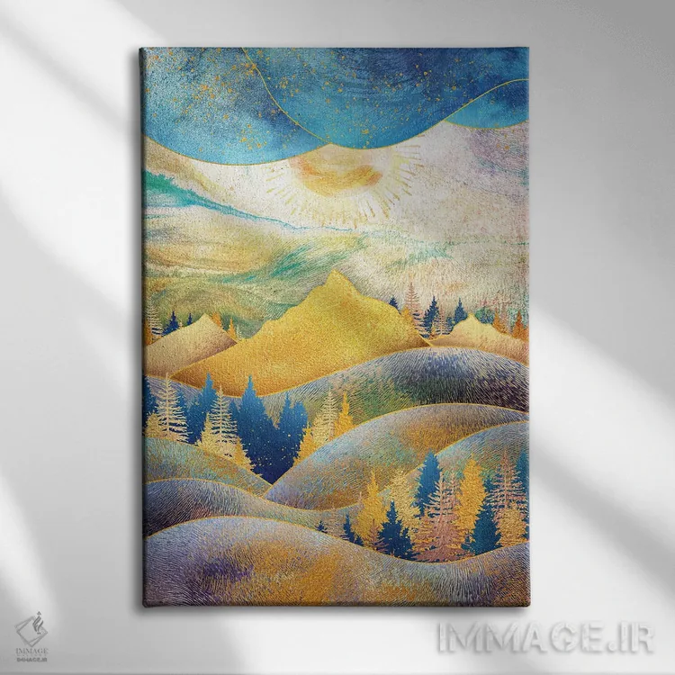 تابلو انتزاعی زیبایی طبیعت اثر آرتنی یو - نمای روبهرو روی دیوار