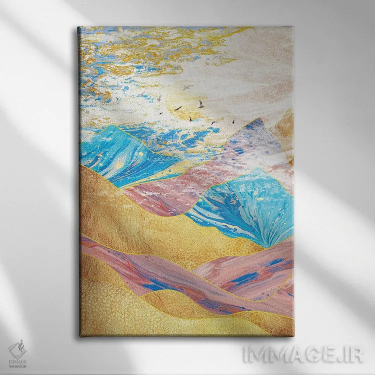 تابلو انتزاعی زیبایی طبیعت اثر آرتنی یو - نمای روبهرو روی دیوار