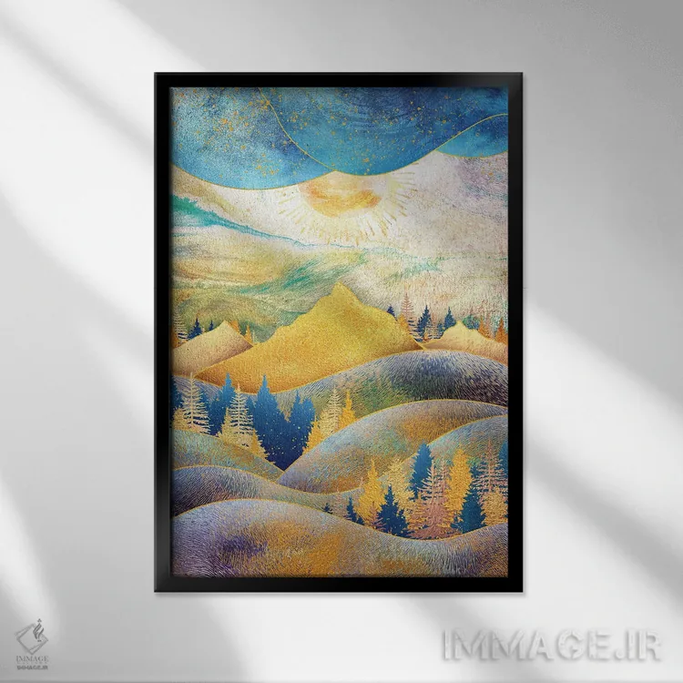 تابلو انتزاعی زیبایی طبیعت اثر آرتنی یو - نمای قابدار مشکی