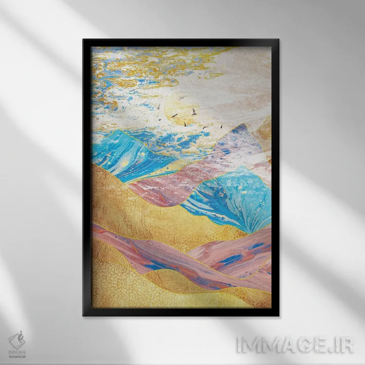 تابلو انتزاعی زیبایی طبیعت اثر آرتنی یو - نمای قابدار مشکی