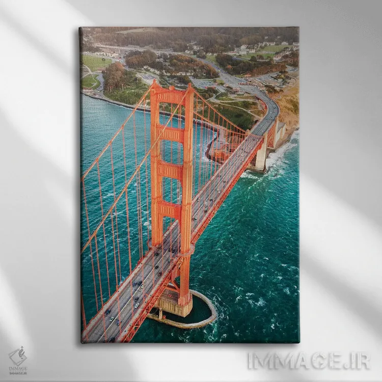 تابلو دکوراتیو San Francisco,نمای هوایی پل گلدن گیت، سان فرانسیسکو اثر ماتئو کولومبو - نمای روبهرو روی دیوار