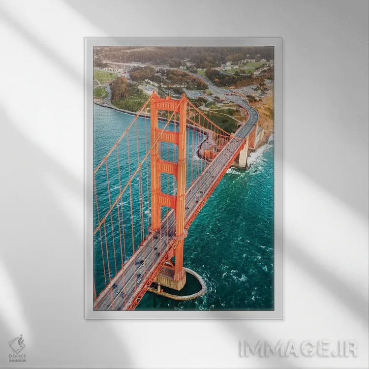 تابلو دکوراتیو San Francisco,نمای هوایی پل گلدن گیت، سان فرانسیسکو اثر ماتئو کولومبو - نمای قابدار سفید