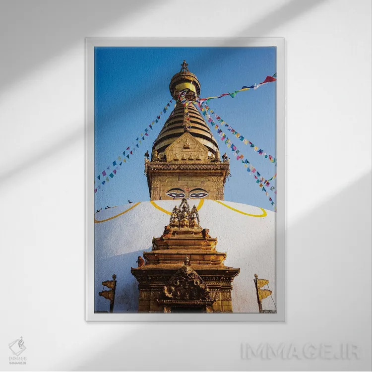 تابلو دکوراتیو Nepal,معبد میمون، نپال اثر ماتئو کولومبو - نمای قابدار سفید