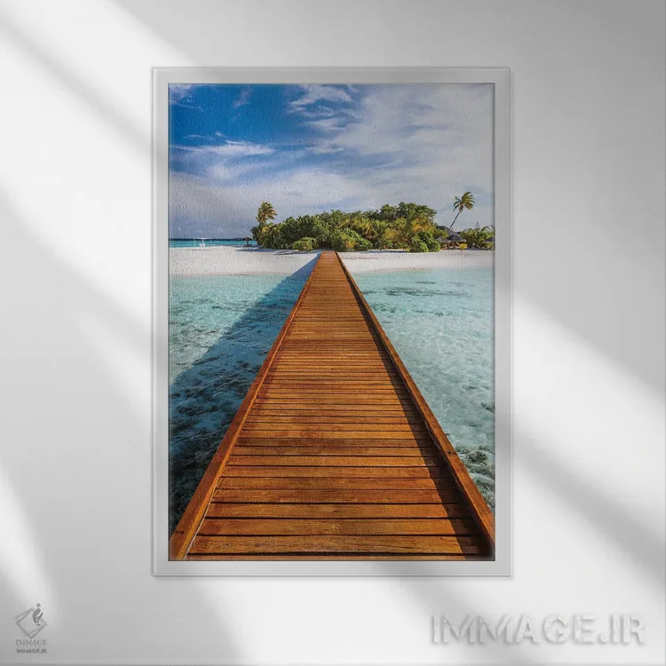 تابلو دکوراتیو Maldives,اسکله به جزیره، مالدیو اثر ماتئو کولومبو - نمای قابدار سفید