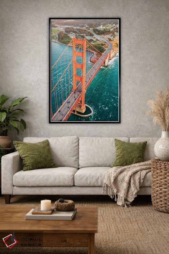 تابلو دکوراتیو San Francisco,نمای هوایی پل گلدن گیت، سان فرانسیسکو اثر ماتئو کولومبو - D2B