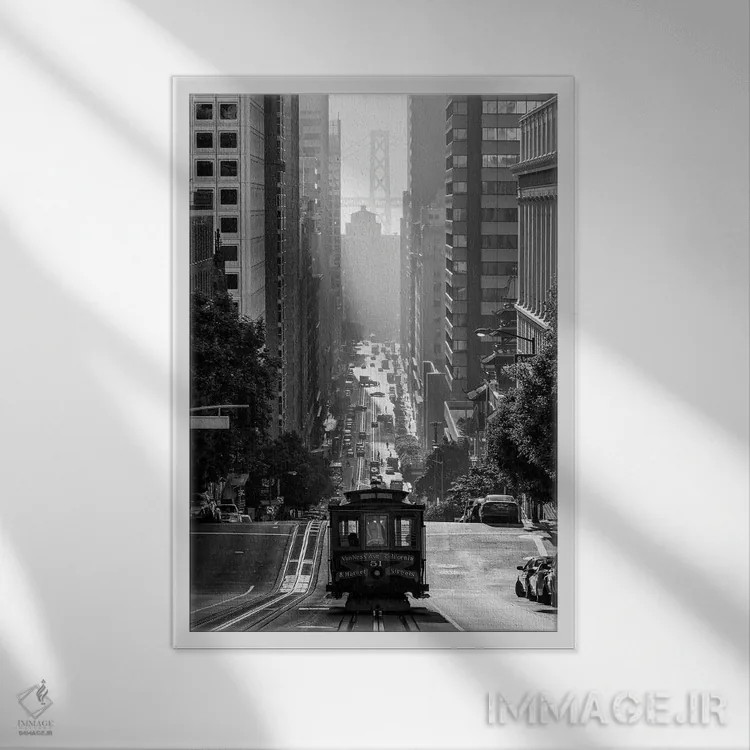 تابلو دکوراتیو خیابان کالیفرنیا اثر ماتئو کولومبو - نمای قابدار سفید
