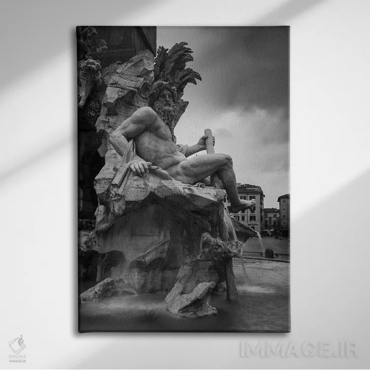 تابلو دکوراتیو Piazza Navona,آبنمای میدان ناوونا اثر ماتئو کولومبو - نمای روبهرو روی دیوار