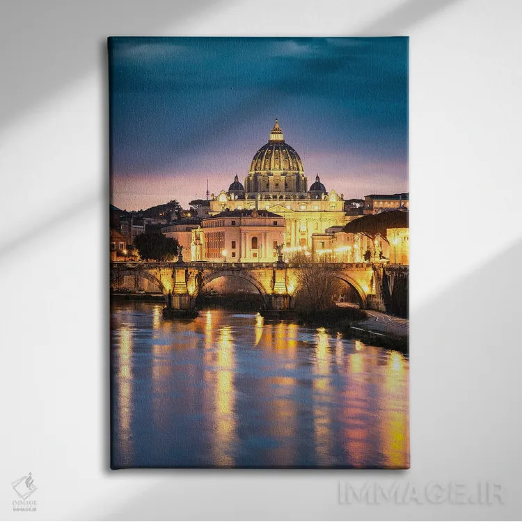 تابلو دکوراتیو Rome,کلیسای سن پیترو در گرگ و میش، رم اثر ماتئو کولومبو - نمای روبهرو روی دیوار