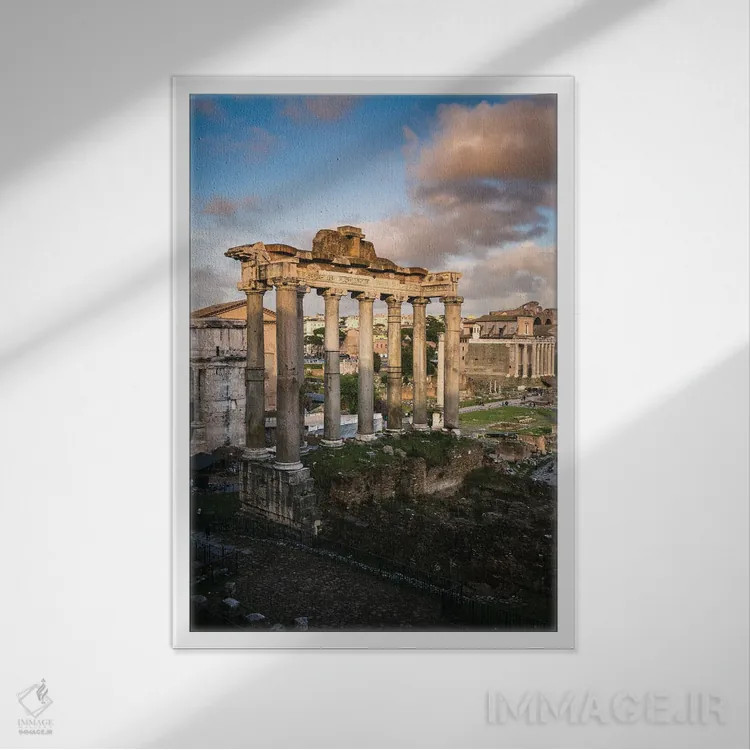تابلو دکوراتیو Rome,معبد زحل، رم اثر ماتئو کولومبو - نمای قابدار سفید