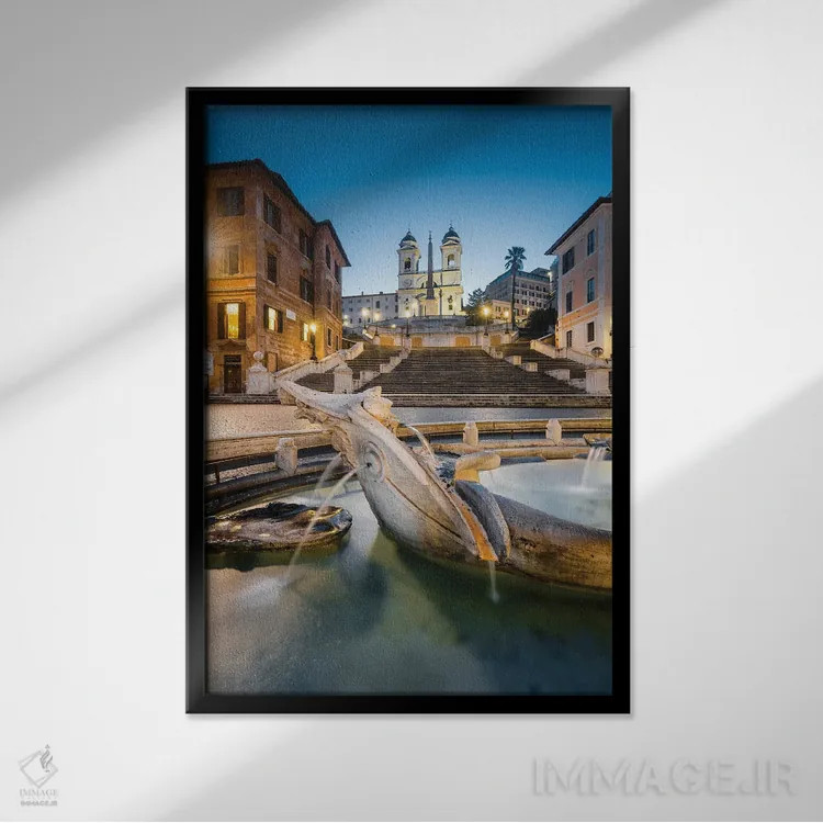 تابلو دکوراتیو Rome, Italy II,پیاتزا دی اسپانیا، رم، ایتالیا II اثر ماتئو کولومبو - نمای قابدار مشکی