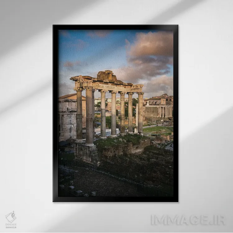 تابلو دکوراتیو Rome,معبد زحل، رم اثر ماتئو کولومبو - نمای قابدار مشکی