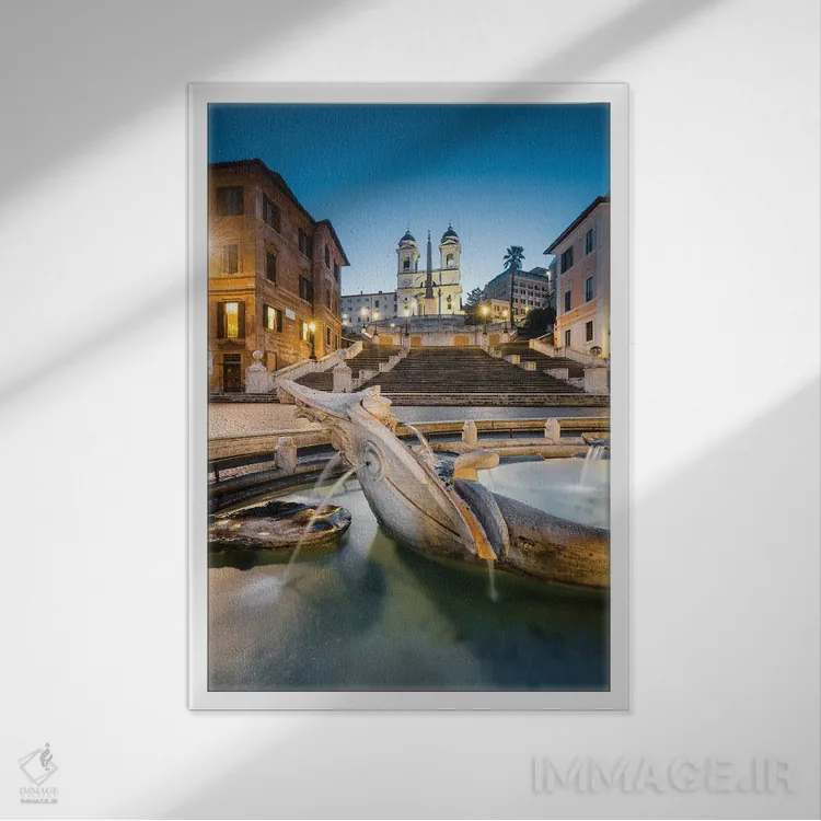 تابلو دکوراتیو Rome, Italy II,پیاتزا دی اسپانیا، رم، ایتالیا II اثر ماتئو کولومبو - نمای قابدار سفید
