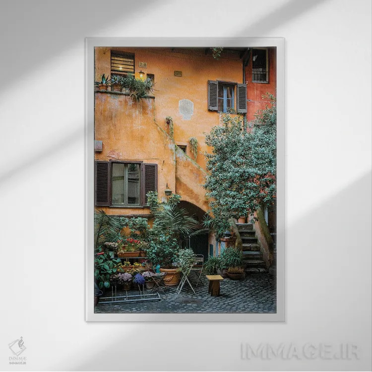 تابلو دکوراتیو Rome I,حیاط قدیمی، رم ۱ اثر ماتئو کولومبو - نمای قابدار سفید