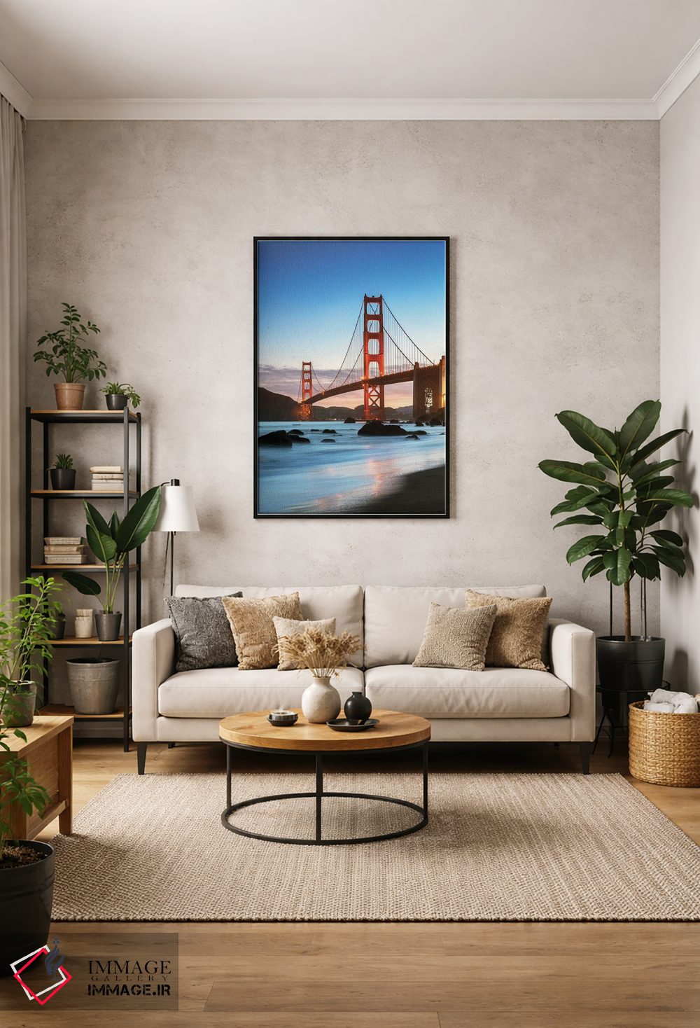 تابلو دکوراتیو San Francisco,سپیده دم در پل گلدن گیت، سان فرانسیسکو اثر ماتئو کولومبو - D1B