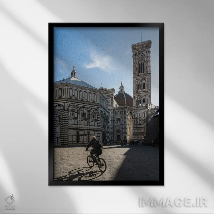 تابلو دکوراتیو Florence,تعمیدگاه و برج ناقوس، فلورانس اثر ماتئو کولومبو - نمای قابدار مشکی