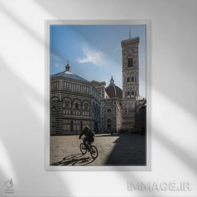 تابلو دکوراتیو Florence,تعمیدگاه و برج ناقوس، فلورانس اثر ماتئو کولومبو - نمای قابدار سفید