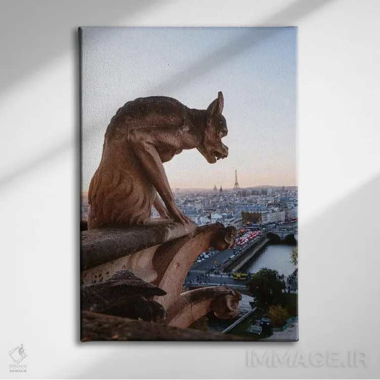 تابلو دکوراتیو Paris,گارگویل روی کلیسای نوتردام، پاریس اثر ماتئو کولومبو - نمای روبهرو روی دیوار