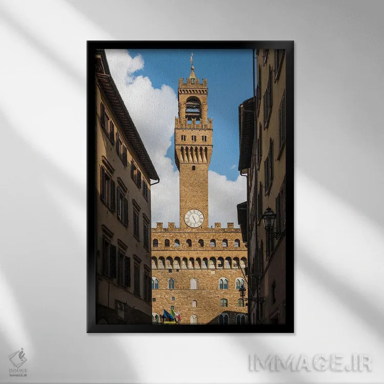 تابلو دکوراتیو Florence,پالازو وکیو، فلورانس اثر ماتئو کولومبو - نمای قابدار مشکی