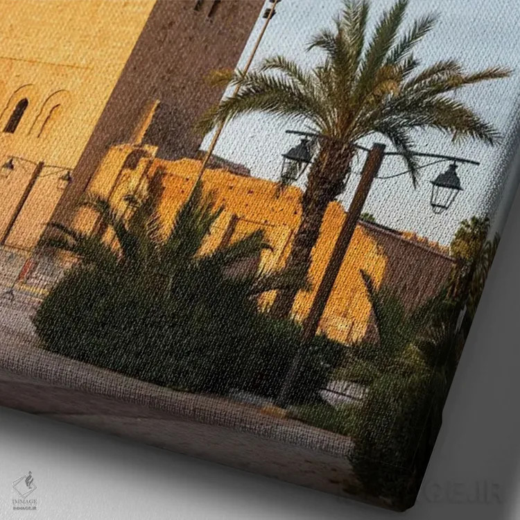 تابلو دکوراتیو Morocco II,طلوع خورشید در مسجد، مراکش II اثر ماتئو کولومبو - نمای نزدیک بافت بوم