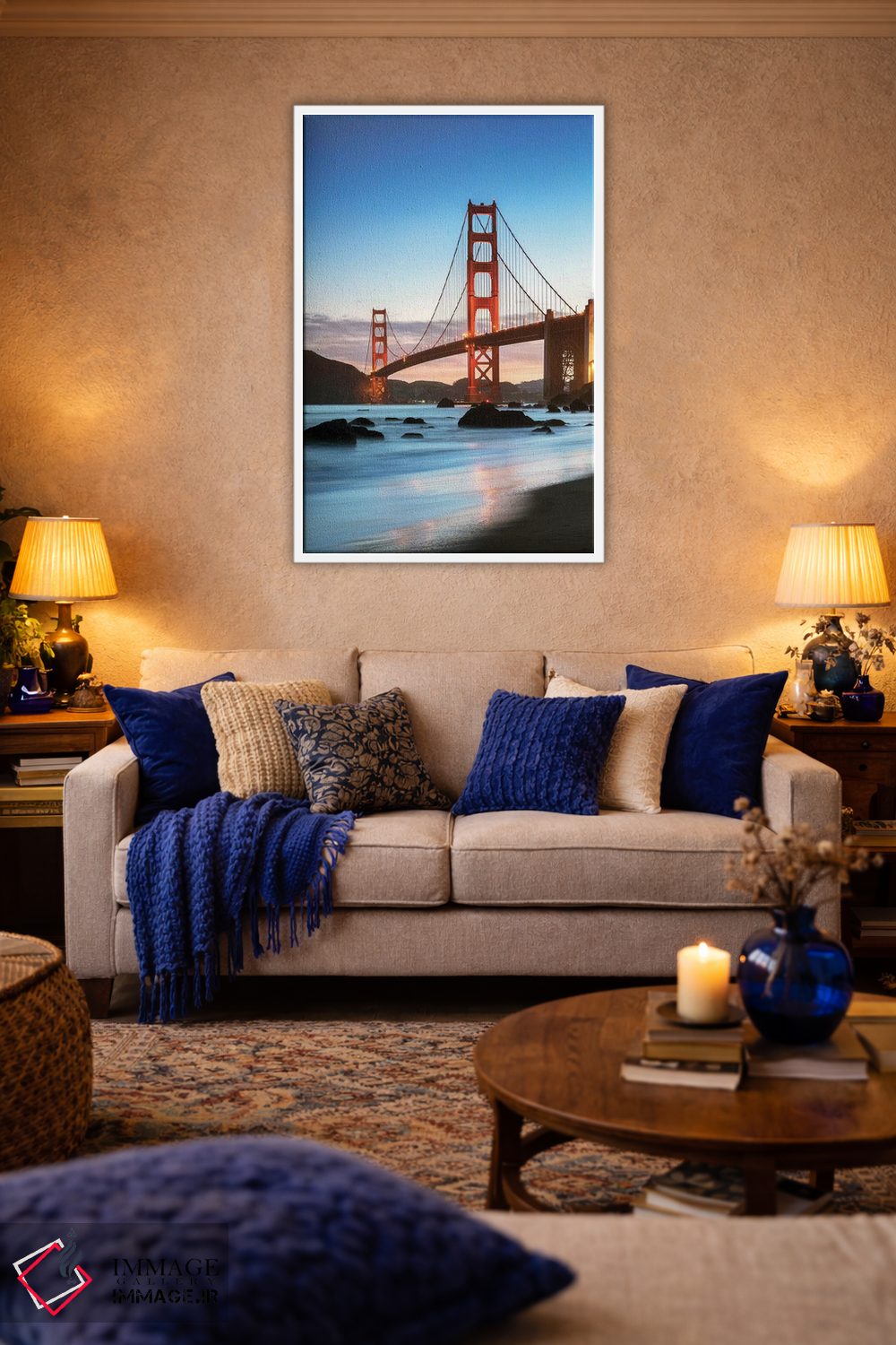 تابلو دکوراتیو San Francisco,سپیده دم در پل گلدن گیت، سان فرانسیسکو اثر ماتئو کولومبو - D3W